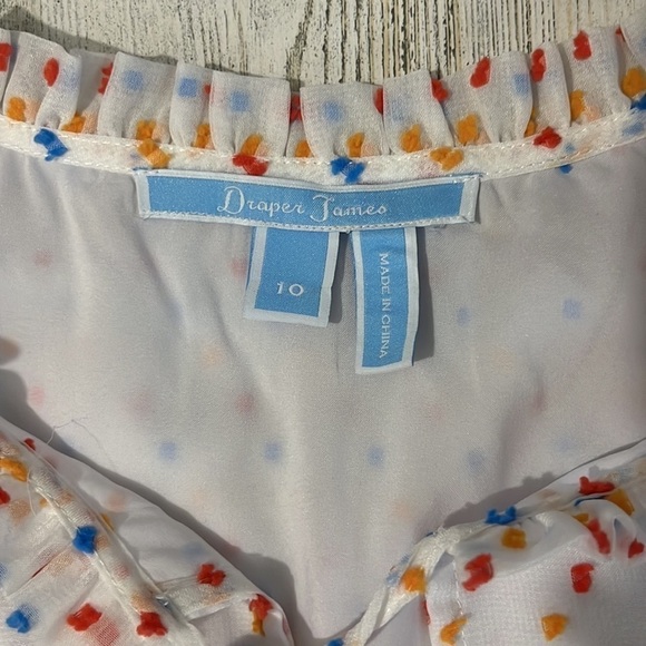 Draper James White Swiss Dot Tiered Dress Size 10 - Picture 5 of 13